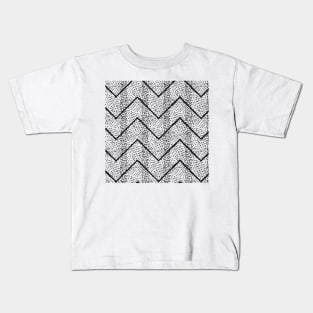 Monochrome Curve Dots Pattern Kids T-Shirt